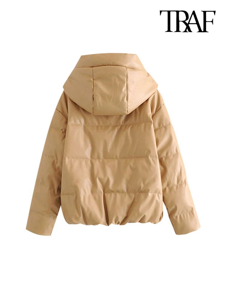 Куртка женская стеганая из искусственной кожи с длинным рукавом - купить по