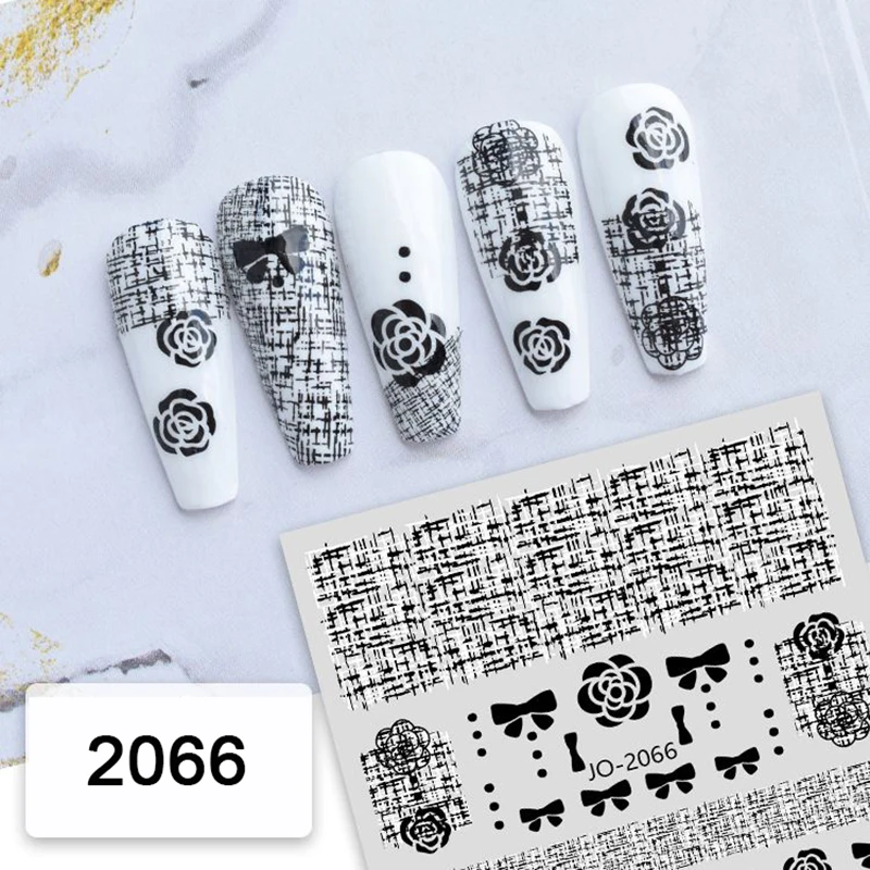 

Luxury Popular Flower 3D Nail Stickers Sweater Plaid Line Spring Winter Sexy Lovely Girl Theme Adhesive DIY Decal Decoration