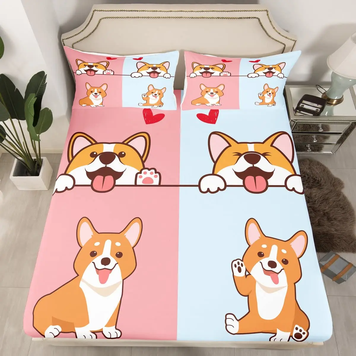 

Пододеяльник Corgi с изображением собаки, Симпатичный щенок, постельное белье, мультяшная собака, счастливая ферма, животное с любовным узоро...