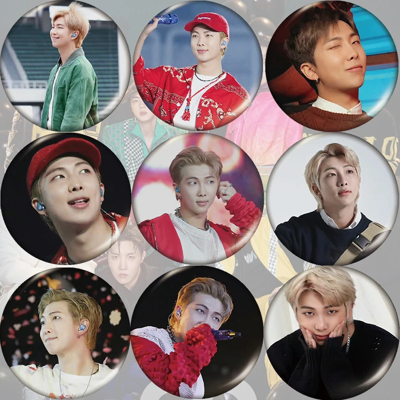 

Kpop Bangtan Boys RM 5cm Brooches New Design Metal Badge Women Accessories For Hat Colthes Fans Collection Friends Gift