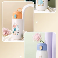 childrens cute thermal bottle straw thermos for water stainless steelmug with case cartoon leak proof vacuum flask children