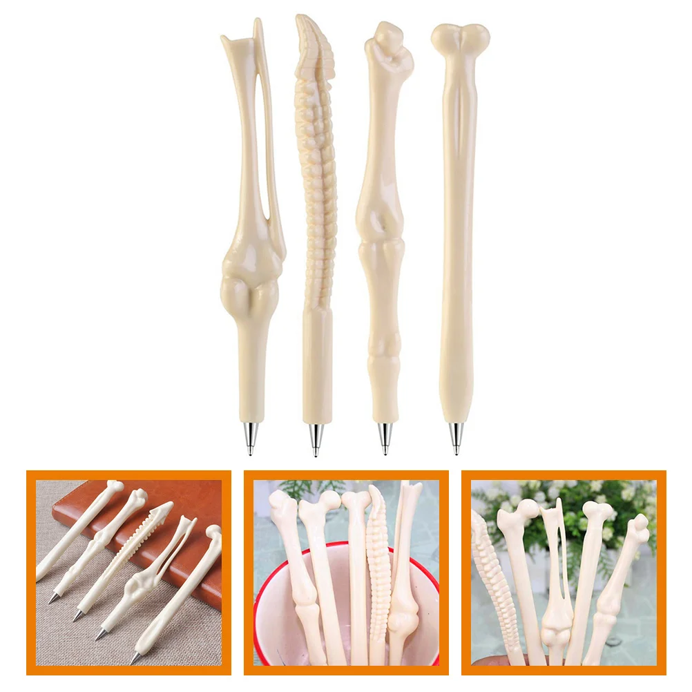 

4pcs Ballpoint Pens Bone Design Pens Lifelike Bone-shaped Pens for School (Random Style)