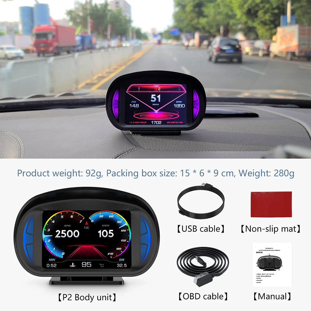 

1pc LCD Instrument Car Repartment Parts GPS Mode Function HUD Gauge OBD Cable Car Head Up Display Electronic Components