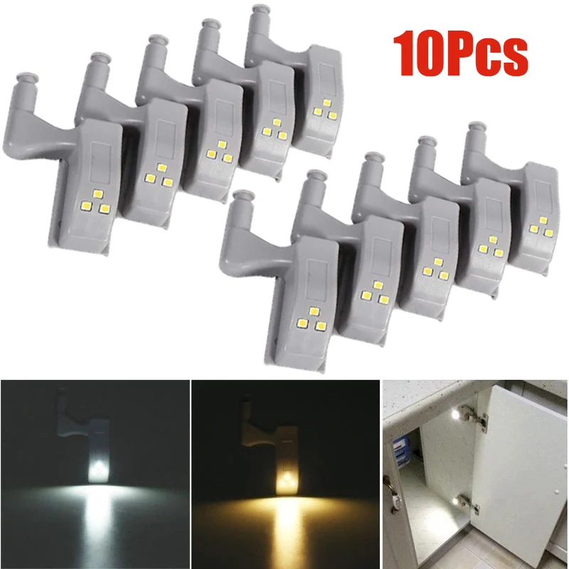 

10Pcs LED Inner Hinge Lamp Under Cabinet Light Universal Wardrobe Cupboard Sensor Lights for Bedroom Kitchen Closet Night Light