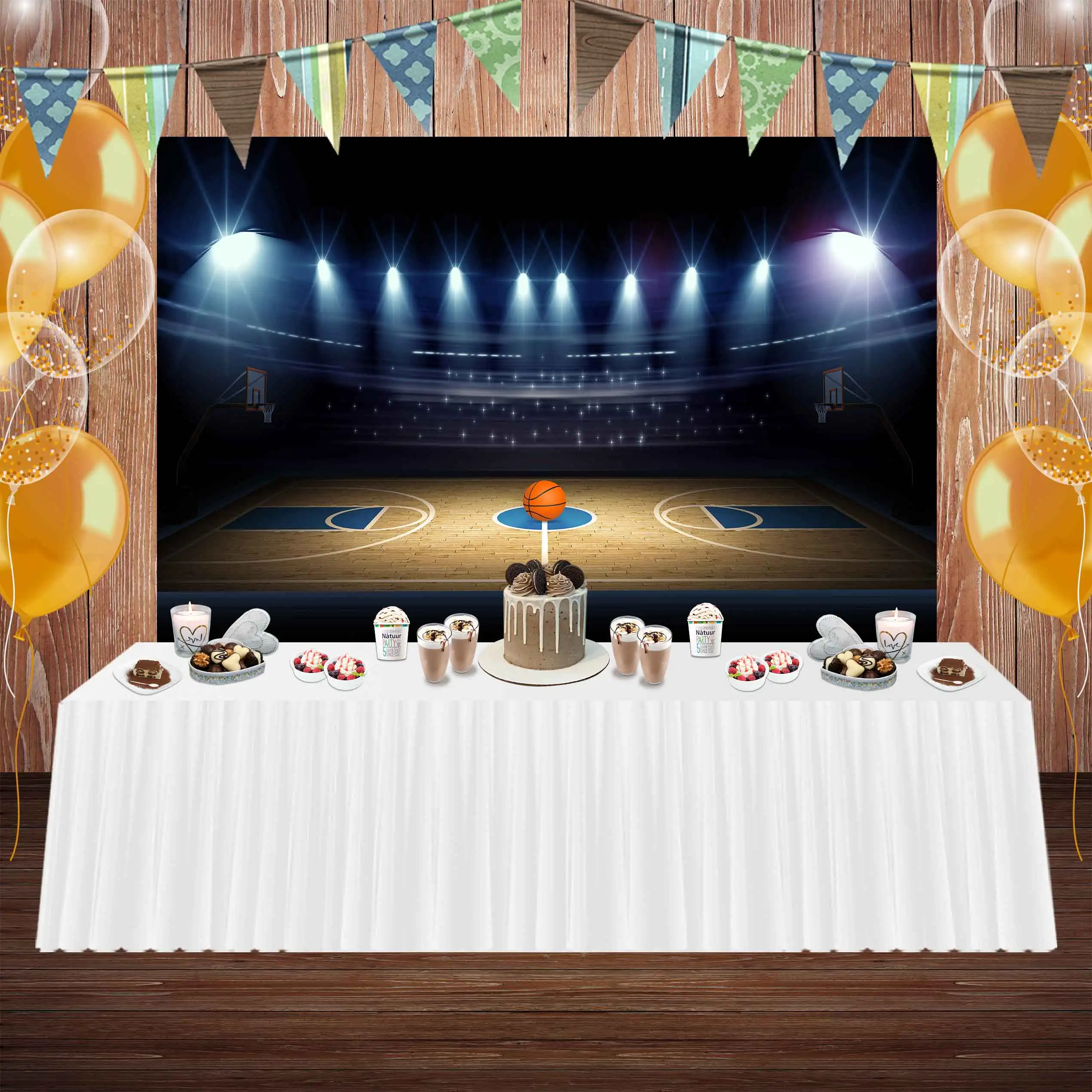 NeoBack Baby Shower Photography Stadium Boy Party Score Background Shoot At The Basket Sports Happy Birthday Photo Backdrop