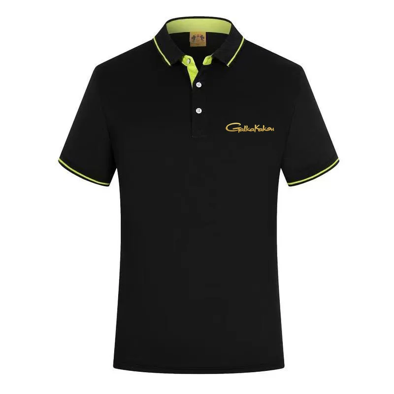 

Мужская повседневная рыболовная рубашка с коротким рукавом, однотонная брендовая дышащая Спортивная шелковая хлопковая рубашка с отложны...