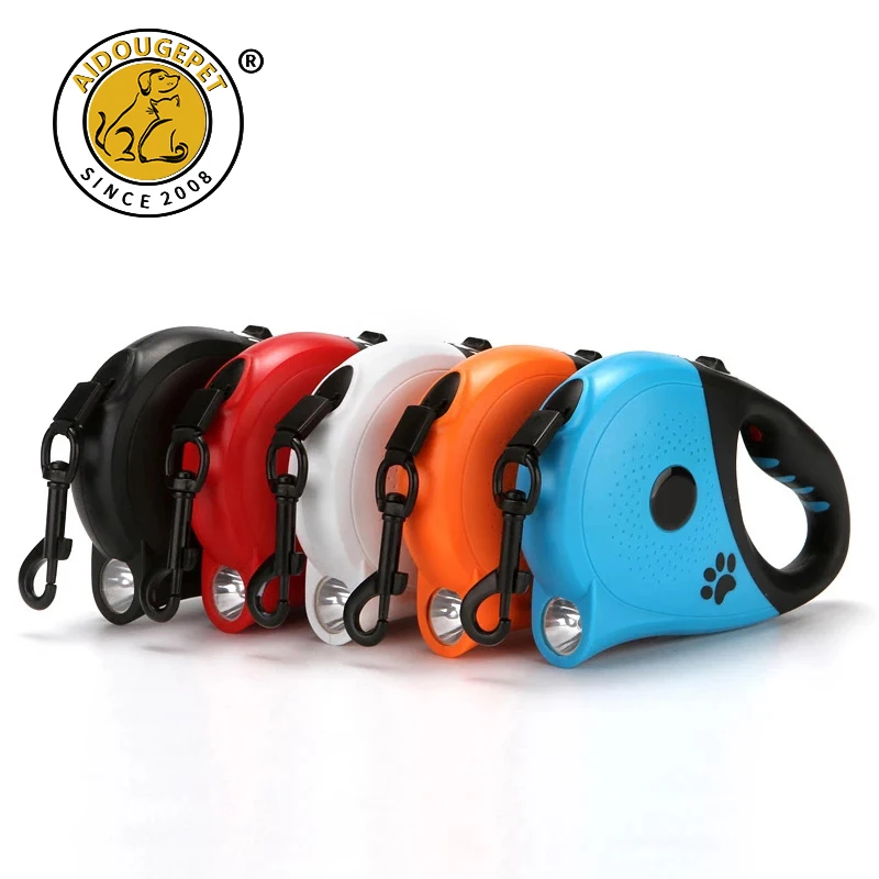 

Длинный автоматический выдвижной поводок для собак со светодиодной подсветкой, нейлоновый поводок для собак среднего и большого размера