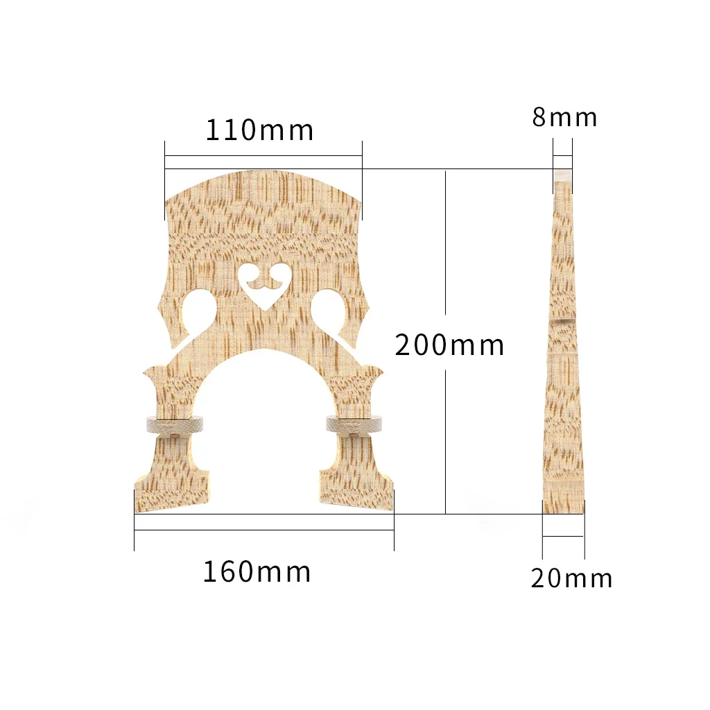 Регулируемый 4/4 3/4 и 1/2 двойной басовый мост из натурального сушеного клена с