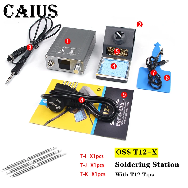 

OSS T12-X Constant Temperature Soldering Station with Electric Soldering Iron Tip for Phone Motherboard Chip Repair Tool