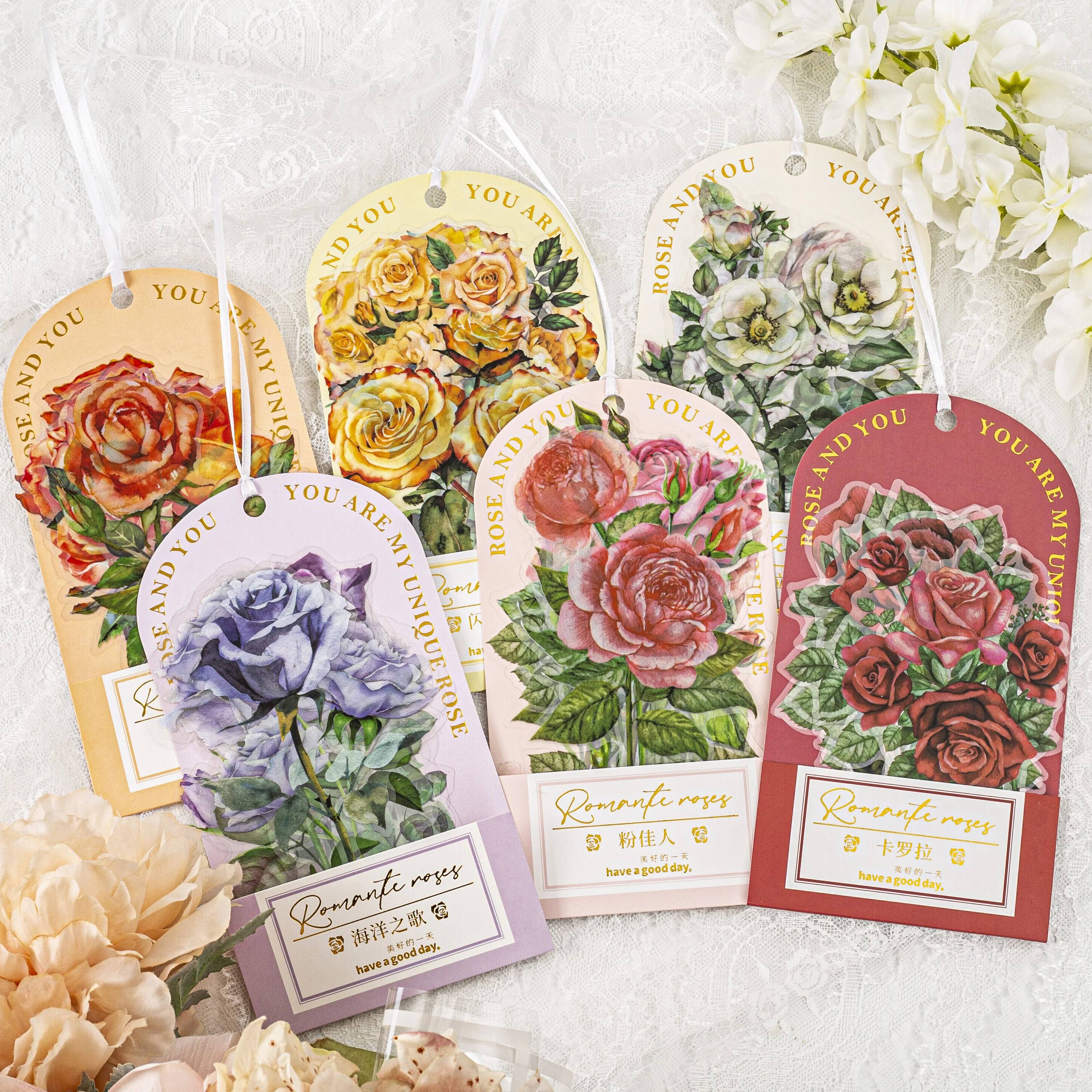 

10 pcs Large size Romantic rose Stickers aesthetic Stick Labels Decorative collage Adhesive Diy Scrapbooking Collage material