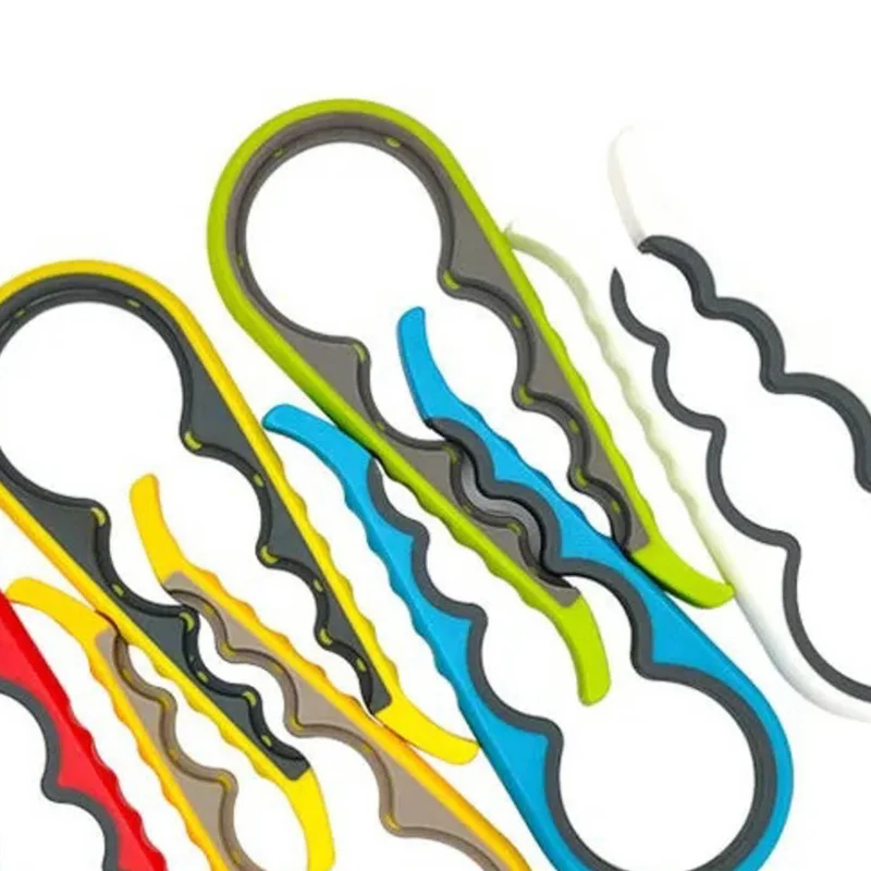 

4 In 1 Lid Jar Opener Handy Screw Cap Openers Multi Purpose Can Non-slip Bottle Lid Grip Wrench Bottle Kitchen Gadgets
