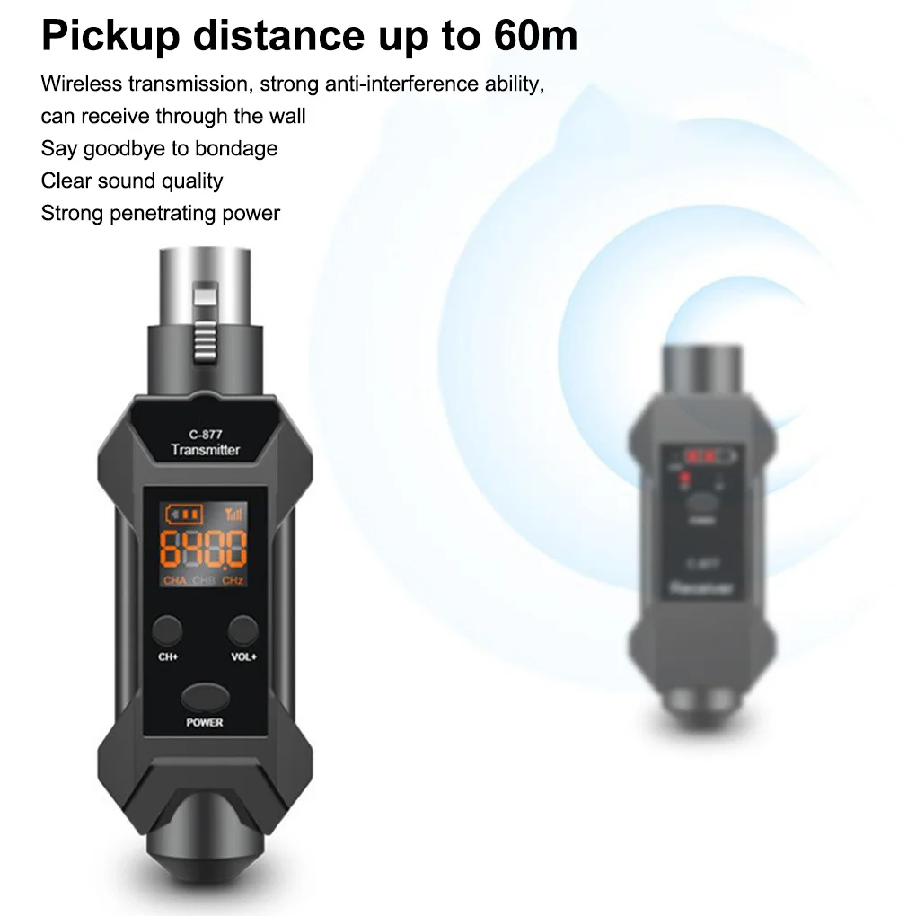 

6.5mm KTV Microphone Transmitter with Adapter Stage Performance Mic Long Range Low Delay Wireless System Portable