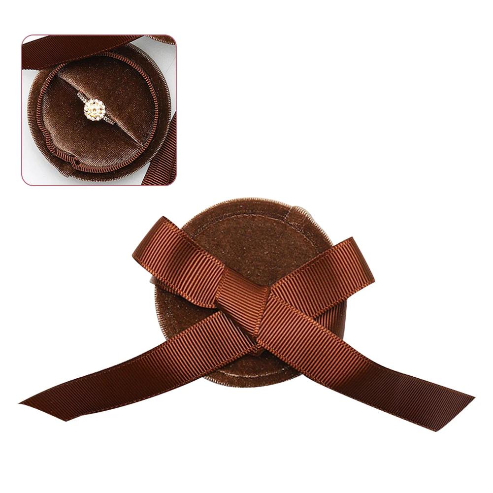

Ring Necklace Gift Box Portable Engagement Round Display Jewelry Case Earrings Storage With Ribbon Home Birthday For Wedding