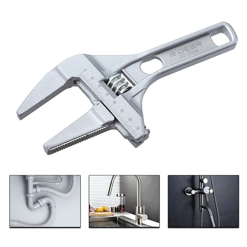 

Многофункциональный гаечный ключ для ванной, Сантехнический инструмент, регулируемая короткая ручка 7-70 мм с большим открывающимся ключом