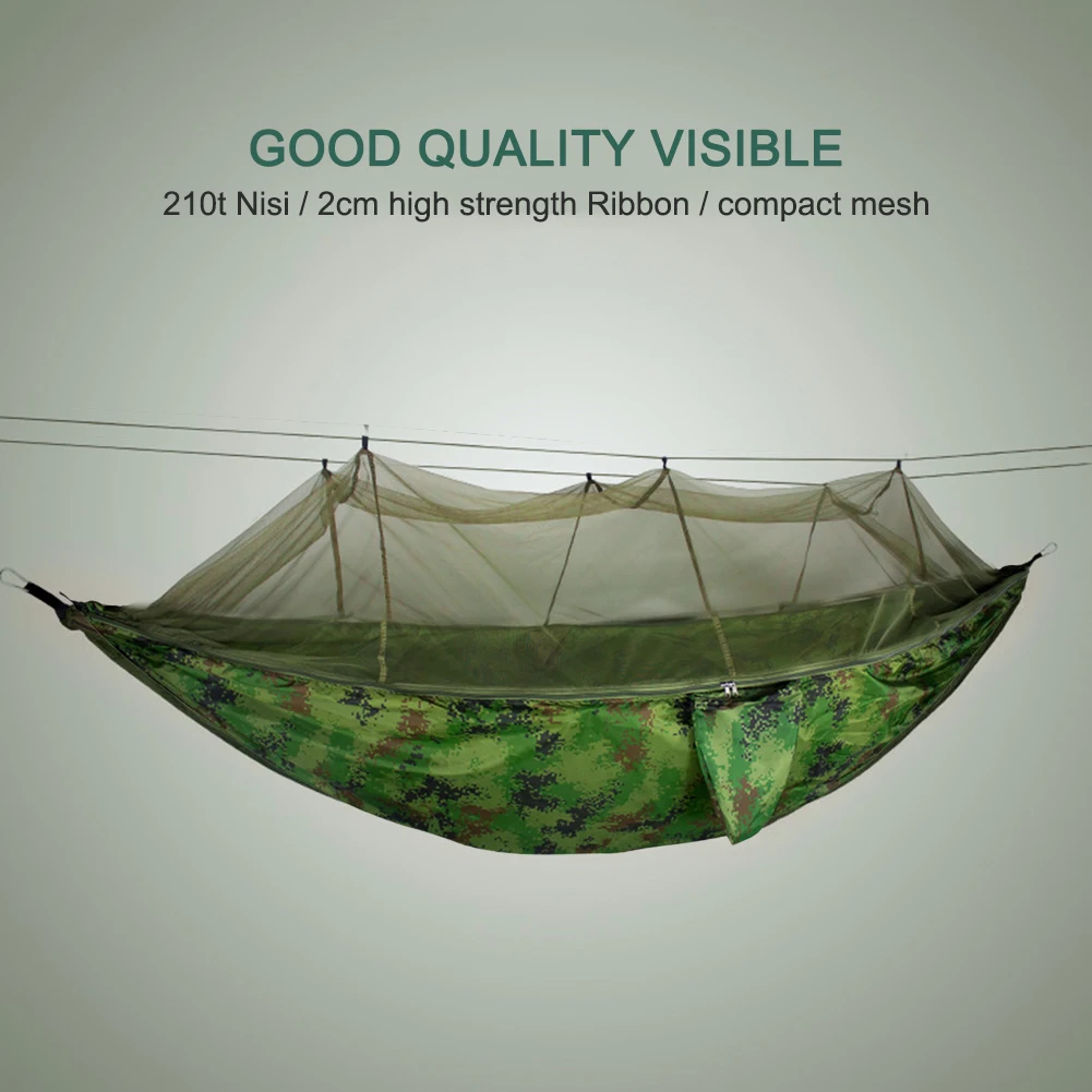 

2 Person Portable Outdoor Camping Tent Hammock with Mosquito Net 210T Nylon Canopy Parachute Hanging Sleeping Swing Bed