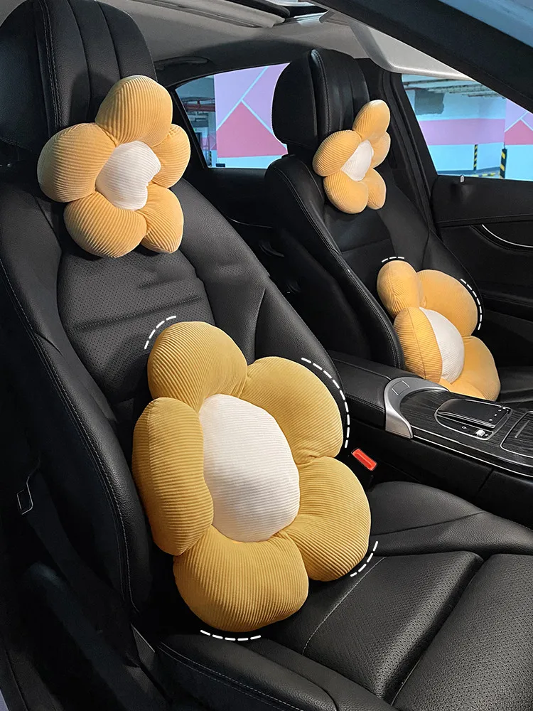 

New Creative Cartoon Flower Lumbar Support Four Seasons Universal Waistpillow Car Neck Pillow Headrest Deocoration