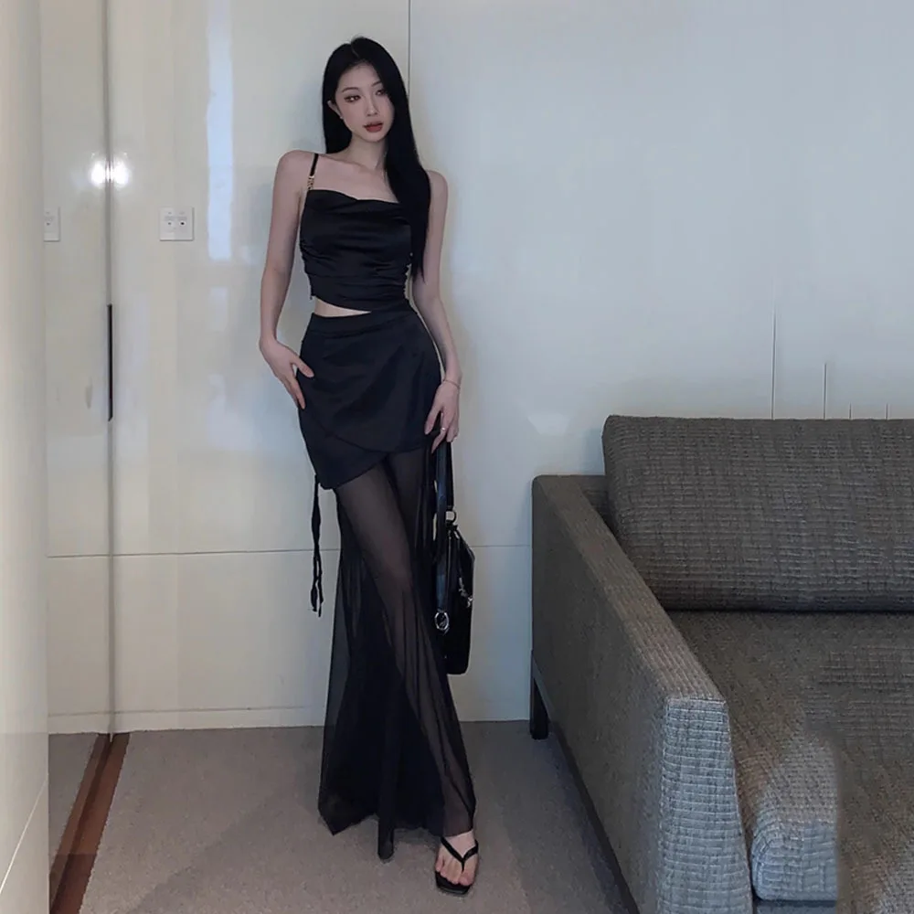 Женский летний сет LSHITT из полиэстера черный