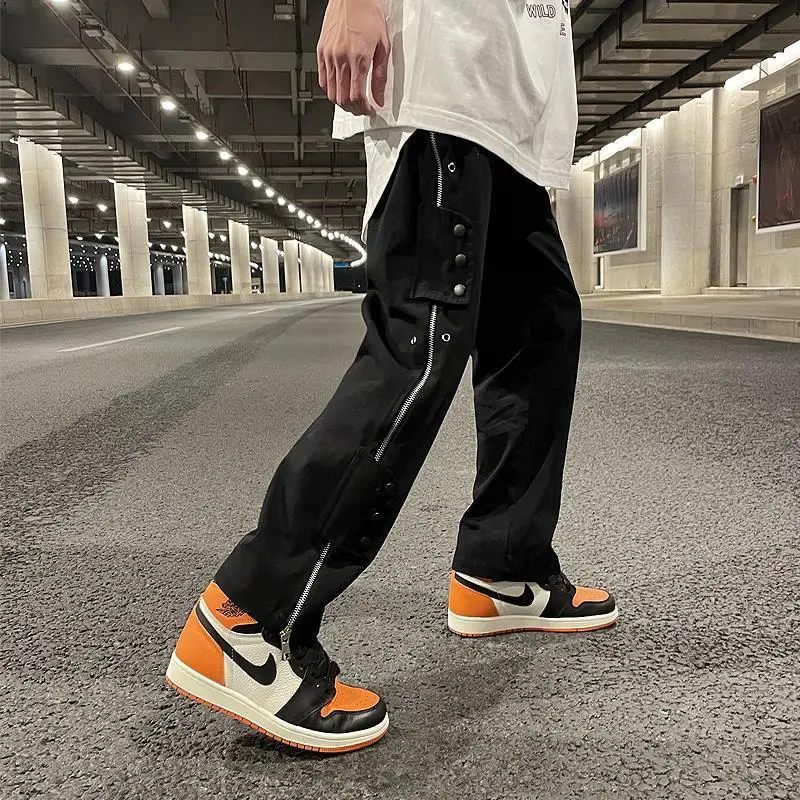 Брюки-карго мужские на молнии модные штаны джоггеры повседневные стиль панк