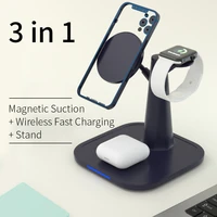 high technocal 3in1 wireless charger 15w magnetic phone holder for iphone 8 8plus 12 13 pro max mini iwatch airpod type c input