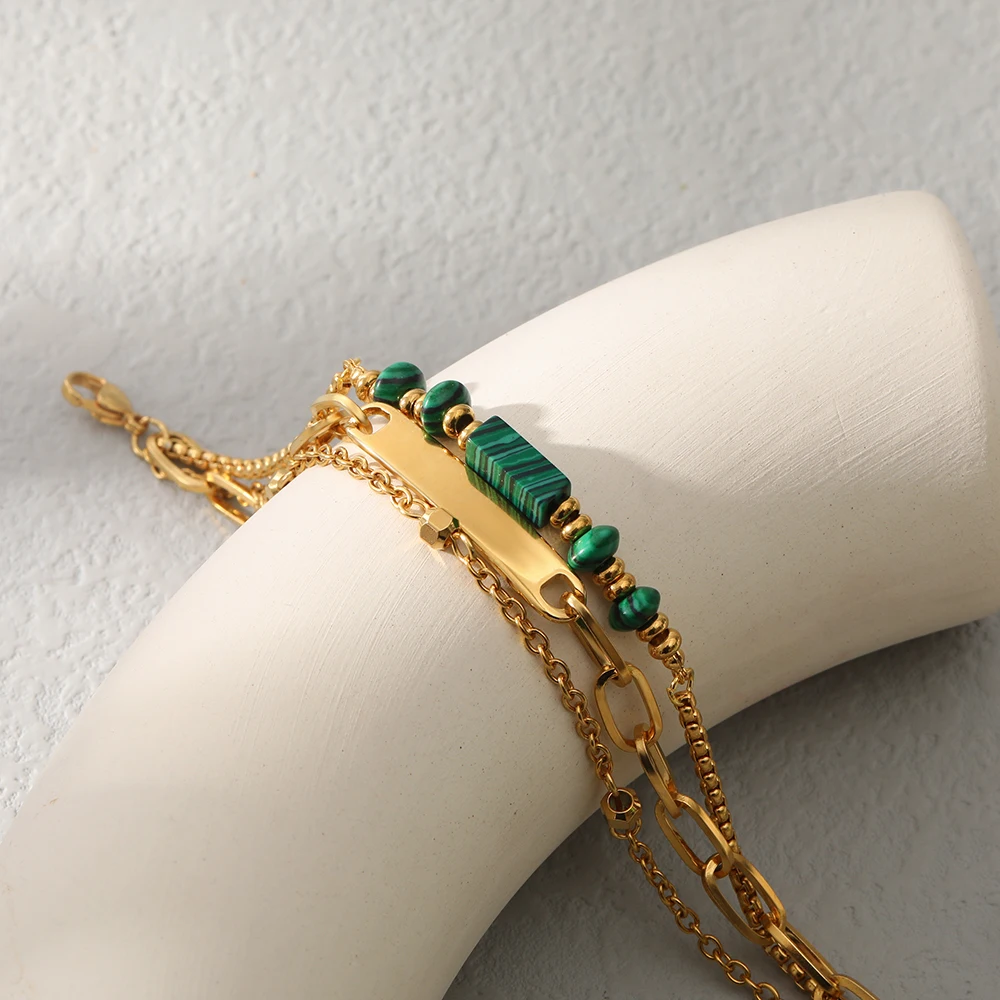 Высококачественный нишевой дизайн браслет из нержавеющей стали с натуральным