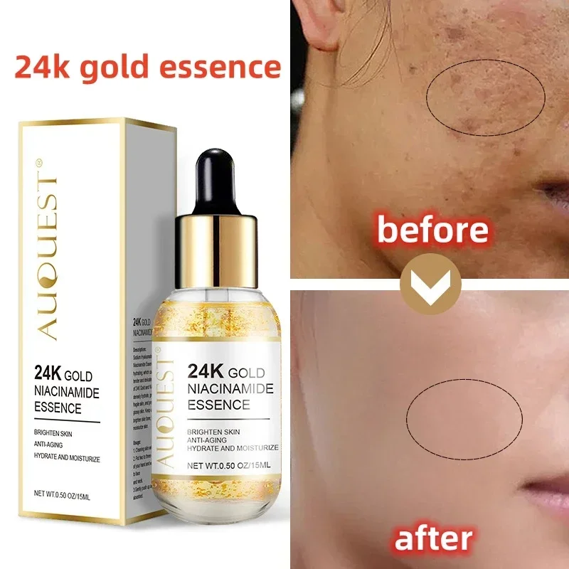 

Dark Spot Remover Essence 24K Niacinamide Gold Shrink Coarse Pores Hyaluronic Acid Face Serum Whitening Moisturizing Skin Care