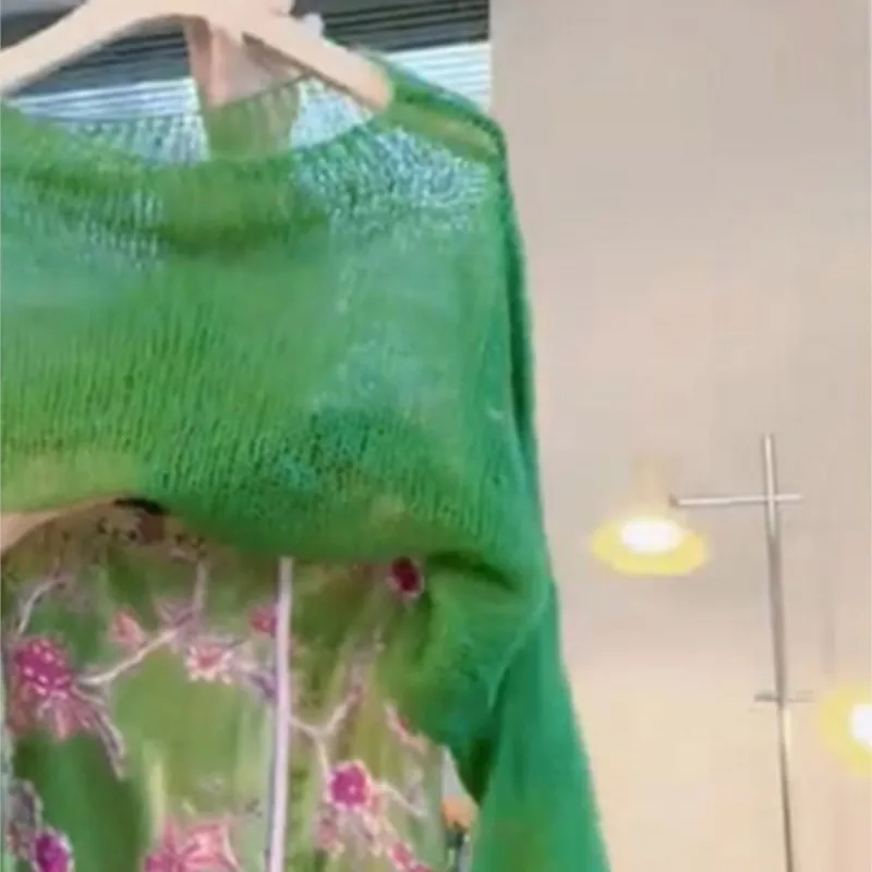 Новинка модный мохеровый тонкий свитер свободная рубашка для похудения