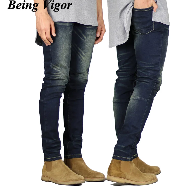 

Мужские облегающие джинсовые брюки из хлопка, без потертостей