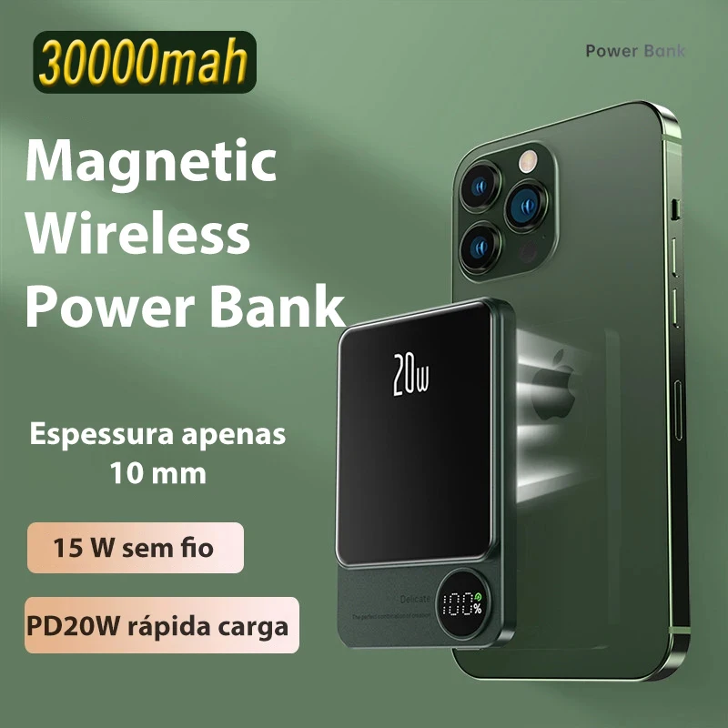 2023 Wireless Power Bank Magnetic 30000mAh Portable Powerbank Type C Fast Charger For iPhone 14 Xiaomi Samsung Magsafe Series