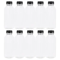 10pcs 400ml transparent empty storage containers disposable pet bottles with lids for beverage drink bottle juice bottle jar