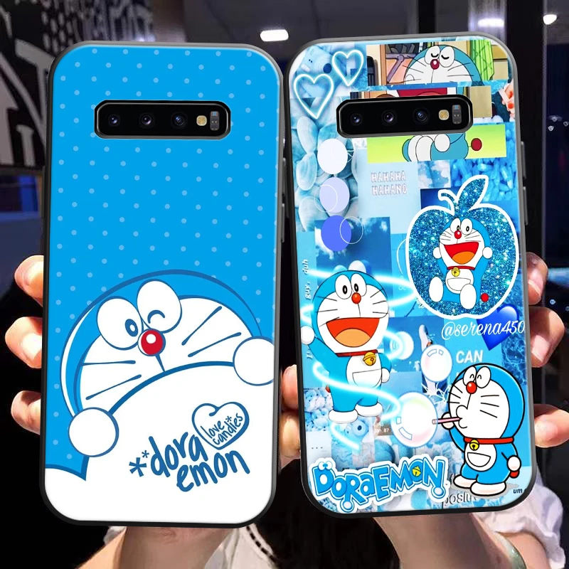 

Doraemon For Samsung Galaxy S10 S10 Plus S10E S10 Lite S10 5G Phone Case Coque Liquid Silicon Back Black Funda TPU