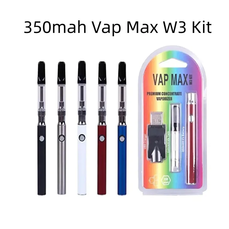 

Vap Max W3 Kit 350mAh Preheat VV Battery Variable Voltage Vape 510 Thread Vaporizer 1.0ml CC-ell Cartridge Cart With USB Charger
