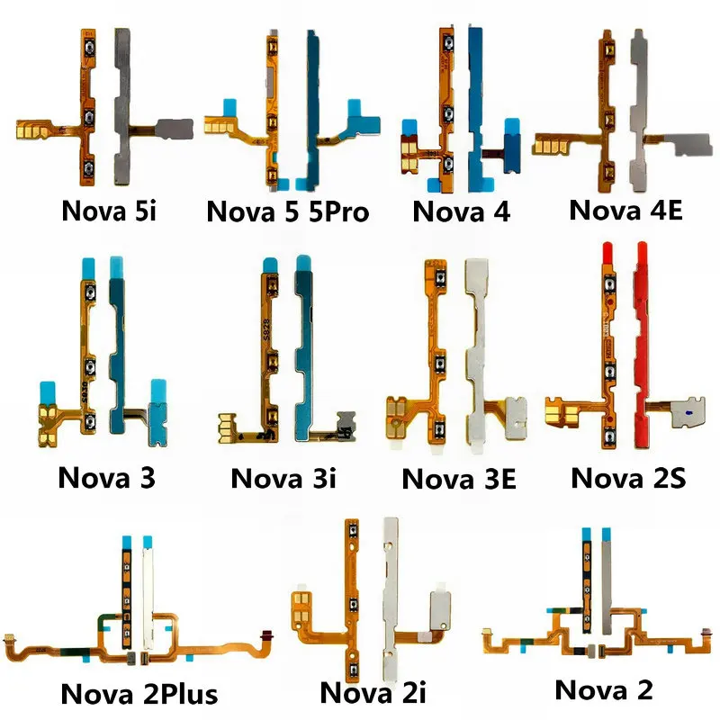 

New Power on/off & volume up/down buttons flex cable Replacement for Huawei Nova 5i 5 Pro 4e 4 3 3i 3e 2 2S 2i Plus Lite 7i