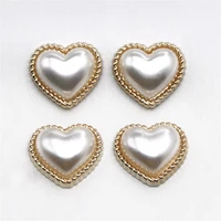 10pcs heart pearl flat back button diy clothing wedding invitation jewelry decoration accessories no hole