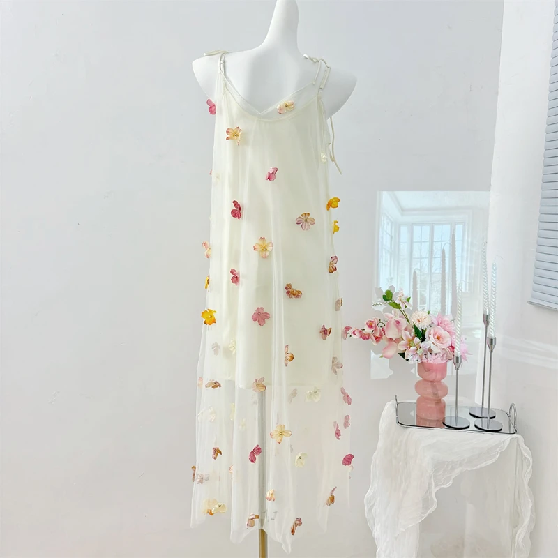 Женское Сетчатое платье-трапеция без рукавов с открытыми плечами