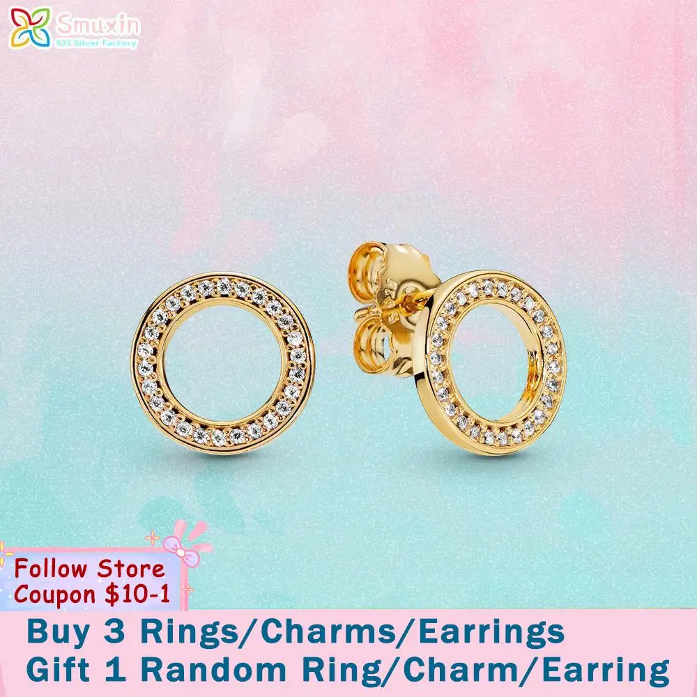 

Smuxin 925 Sterling Silver Stud Earring Sparkling Circle Stud Earrings Cubic Zirconia Stud Earrings Women Earrings Girl Earrings