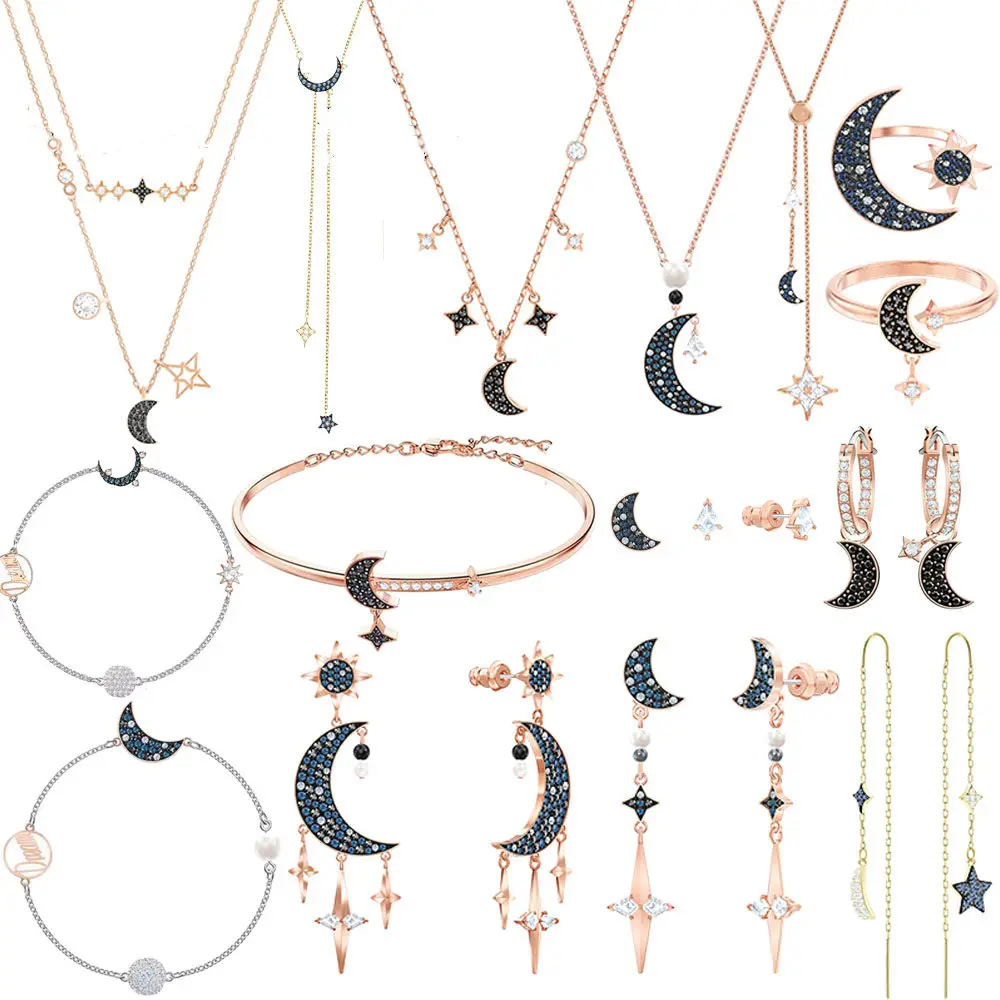 

SW Fashion Ladies Jewelry Sets SYMBOLIC Series Mystery Jewelry Stars Moon Earring Necklace Bracelet For Women Gift With Logo
