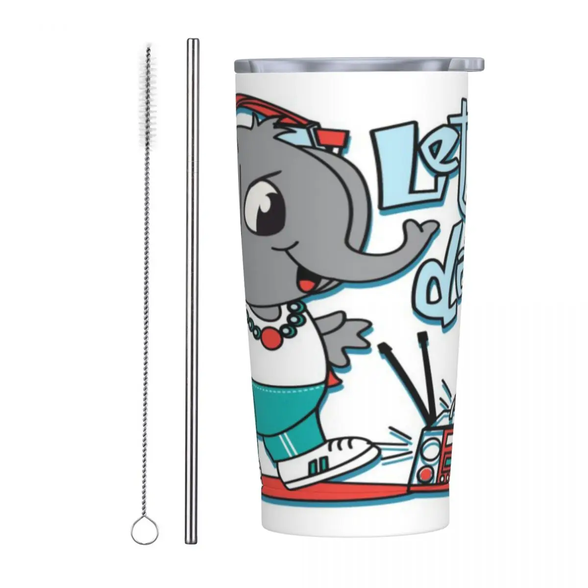 

Let's Dance Stainless Steel Mug Odourless easy to use With straw brush Reusable