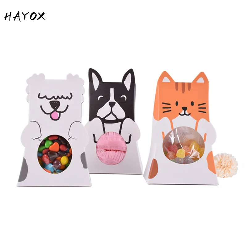 10Pcs Colorful Cute Pet Candy Box Carton Candy Box Gift Folding Paper Gift Bag Dog Cat Birthday  Gift Box Packaging Wholesale
