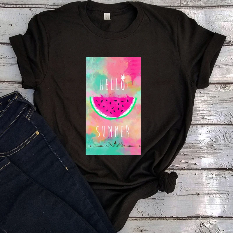 

Watermelon Rainbow Tee Drinking Tops Women 2022 Women Sexy Tops Summer Graphic Tees Holiday Aesthetic Clothes Vintage Tops XL
