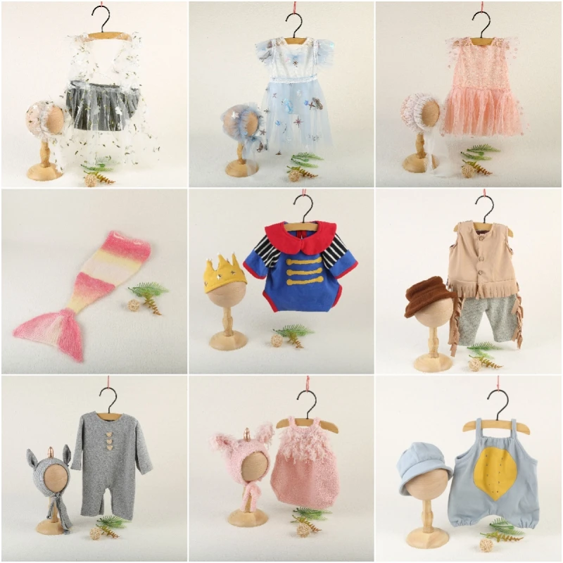 Dvotinst Newborn Photography Props Lace Dress 2023 Rabbit Knitted Outfits Hat Set Fotografia Accessories Studio Shoot Photo Prop