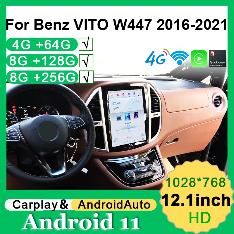 

12.1inch For Mercedes Benz Vito W447 W639 W176 W115 Car Multimedia Player Auto Radio Screen Carplay GPS Navigation Head Unit 4G