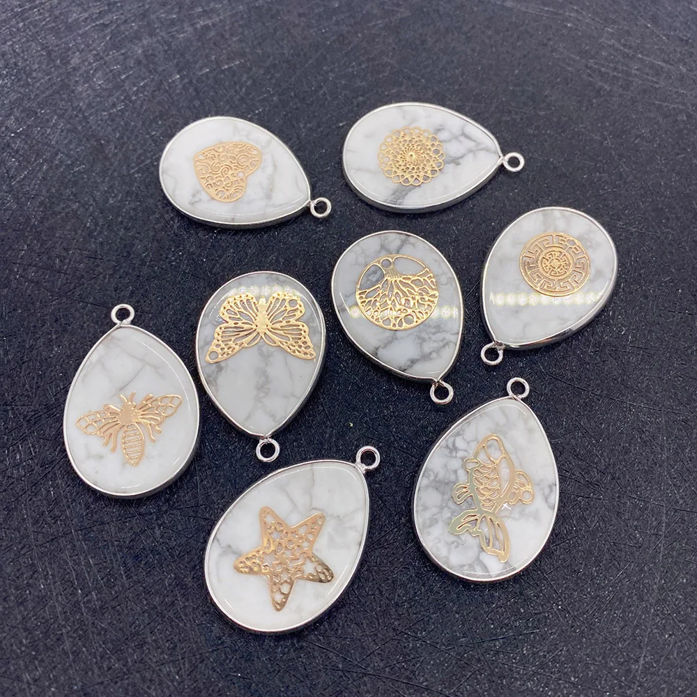 

Howlite Water Drop Shape Pendants for Jewelry Making DIY Earrings Necklace Bracelets Natural Stone Beaded Charms Accessories