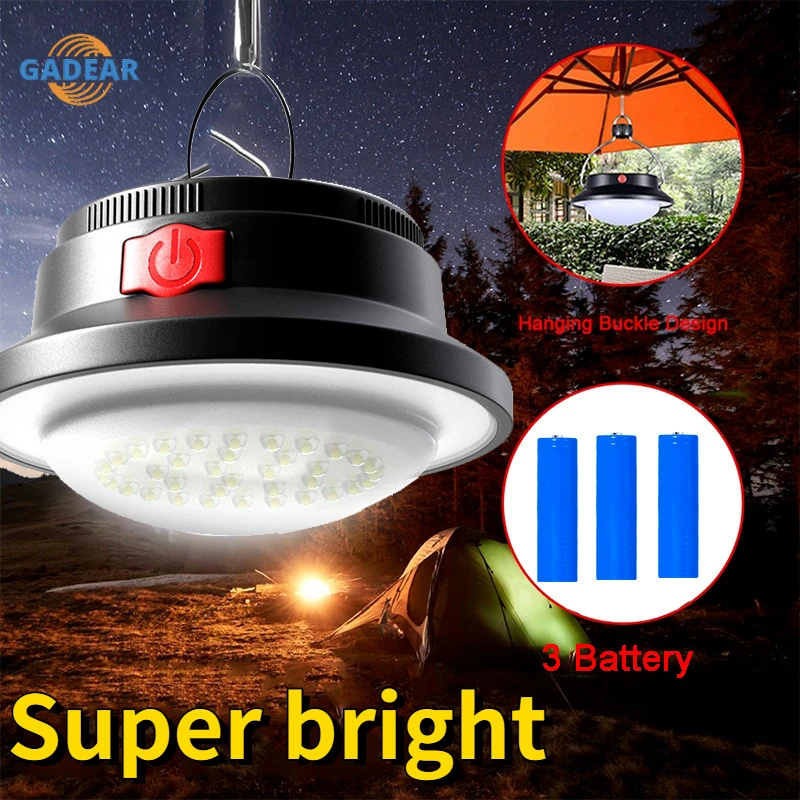 

LED Portable Tent Camping Night Working Lights Lamp Outdoor 3 Modes Umbrella Night Lamp Hiking fishing Lantern AAA Battery