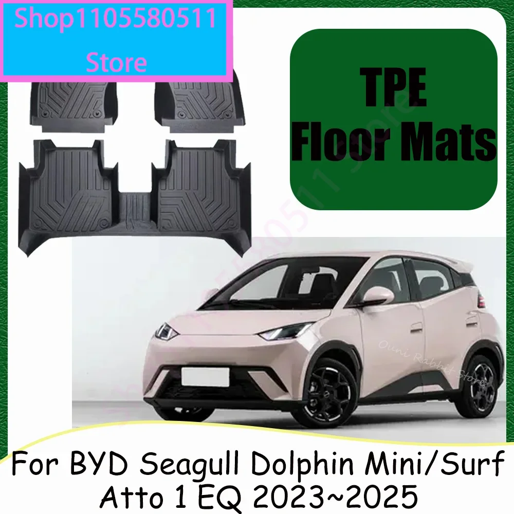 Фото Для BYD Seagull Dolphin Mini/Surf Atto 1 EQ 2023~2025: Автомобильные коврики из TPE для леворульных авто, устойчивые к царапинам, аксессуары для интерьера №1