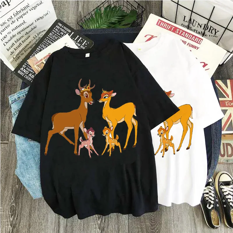 

Disney Bambi And The Lion King Women Printing Clothing Short Sleeve Casual Cartoon Fashion Clothes Print Tee Tshirt Round Neck