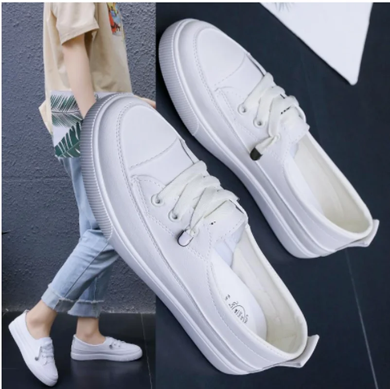 

Женские кроссовки из ПУ кожи, на низкой платформе