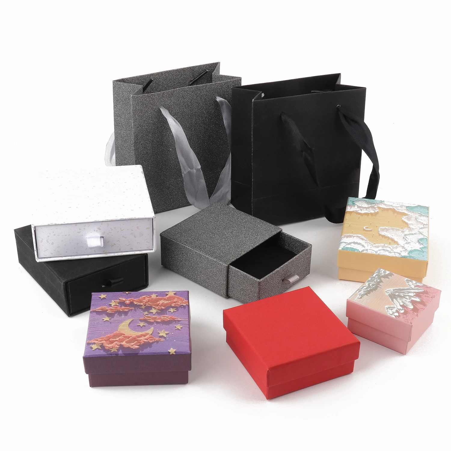 1pcs Fashion Jewelry Organizer Box/Bag Multicolor Kraft Paper Display Gift Boxes Ring for Earring Necklace Bracelet Accessories - купить по