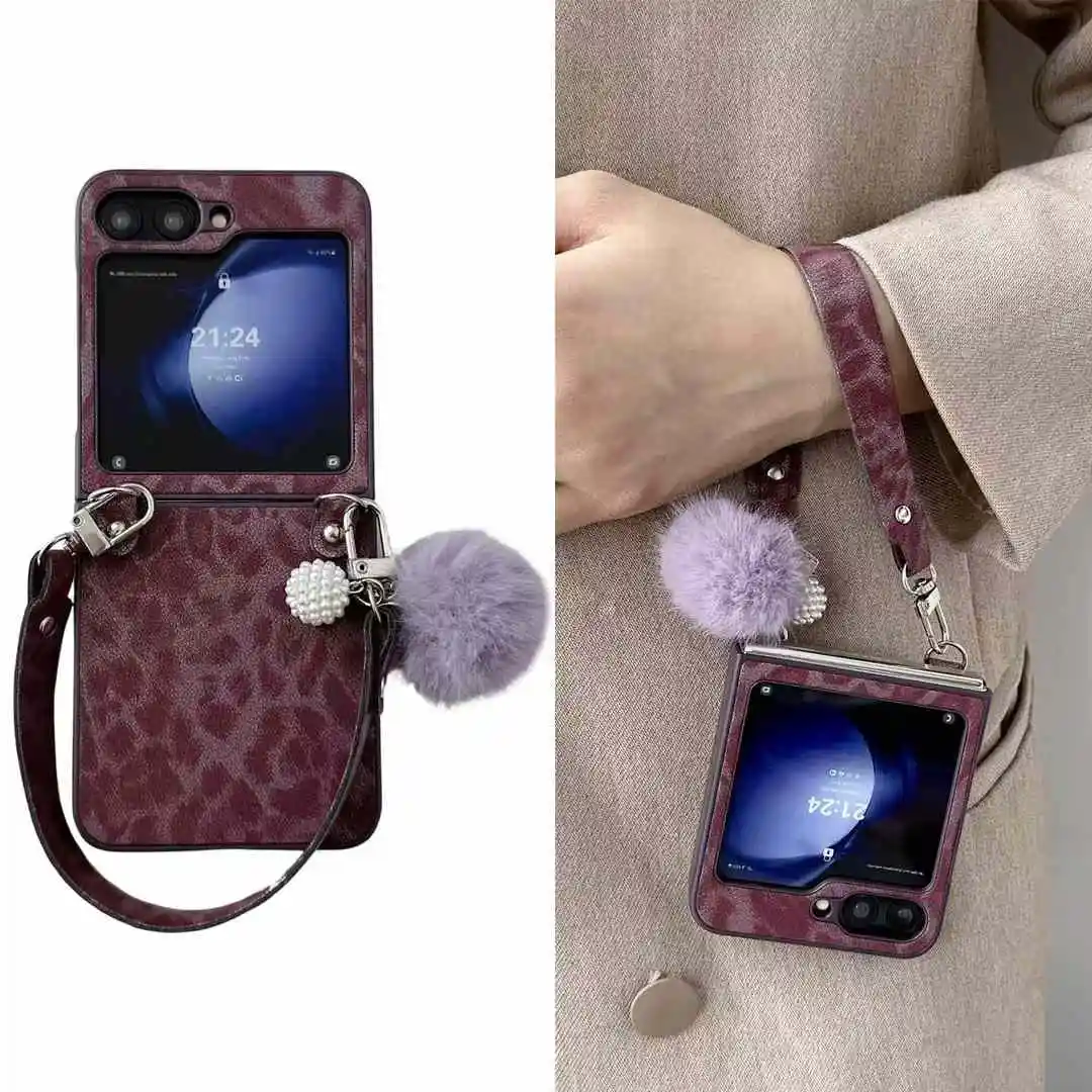 Роскошный модный элегантный чехол с леопардовым мехом и ремешком для телефона
