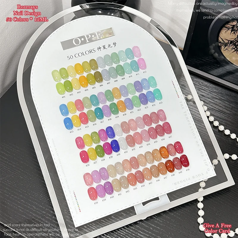 Фото Набор гель-лаков для ногтей Candy Macaron, 50 цветов, УФ-гель-лак, полупрозрачный, глянцевый, с эффектом желе, для маникюра, летний набор для нейл-арта №3