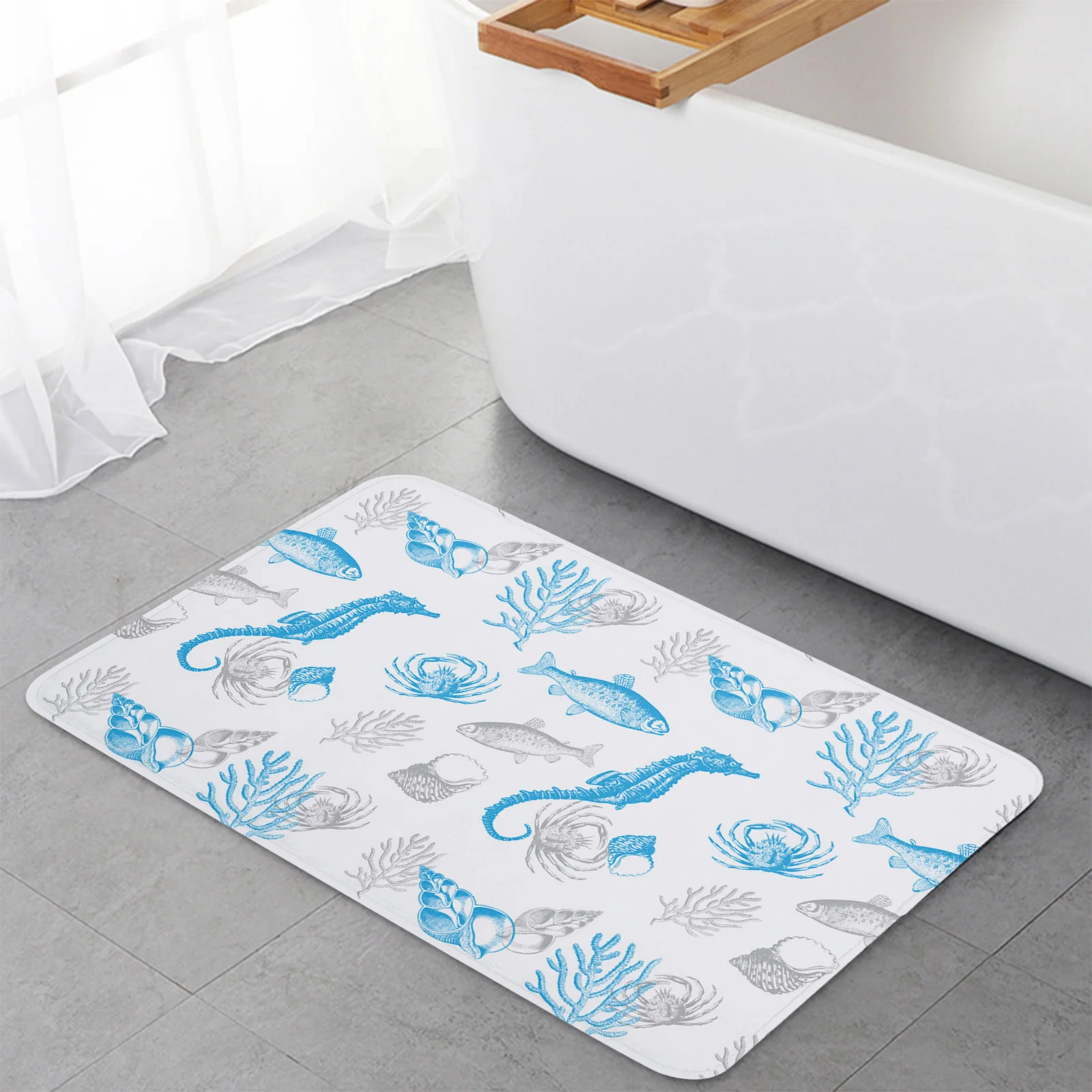 Напольный коврик для кухни и ванной нескользящий раковина океана морского